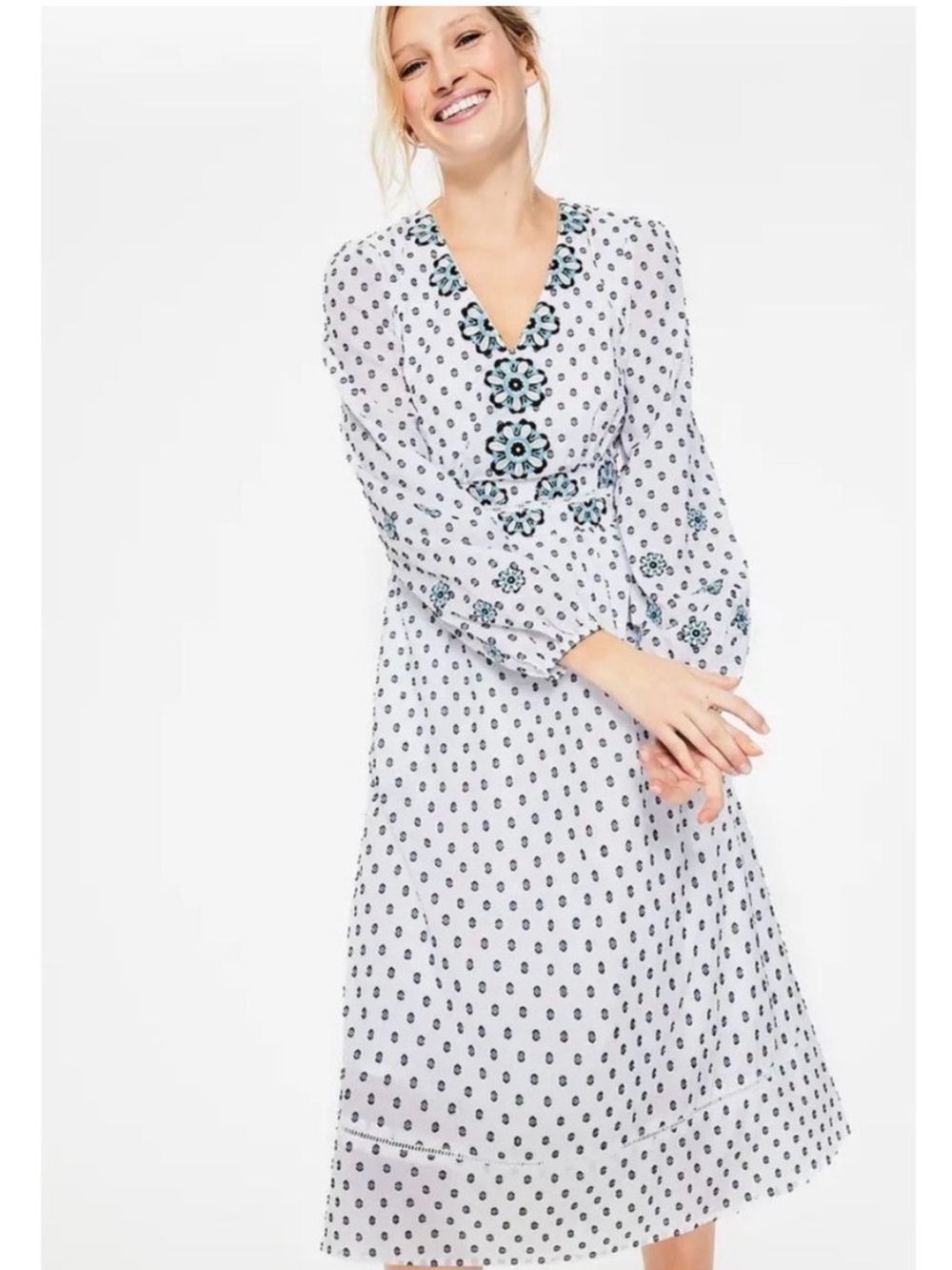 Boden Flossie Embroidered midi dress US 8